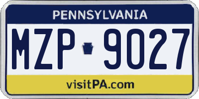 PA license plate MZP9027