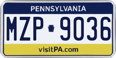 PA license plate MZP9036