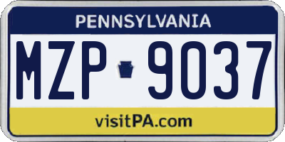 PA license plate MZP9037