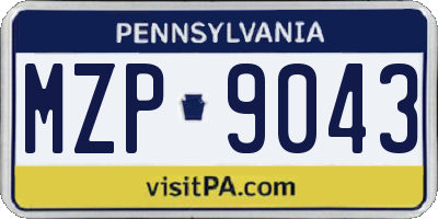 PA license plate MZP9043