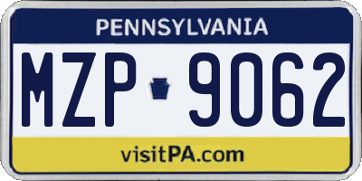 PA license plate MZP9062