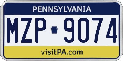 PA license plate MZP9074