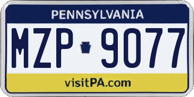 PA license plate MZP9077