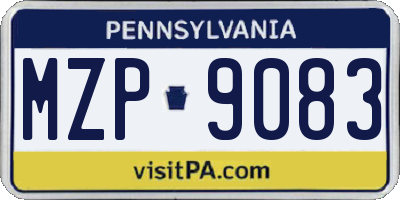 PA license plate MZP9083