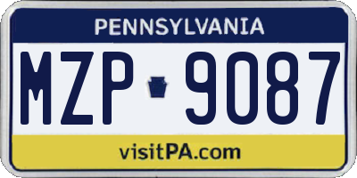 PA license plate MZP9087