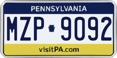 PA license plate MZP9092