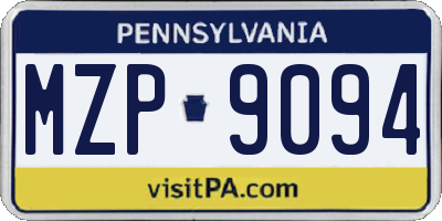 PA license plate MZP9094