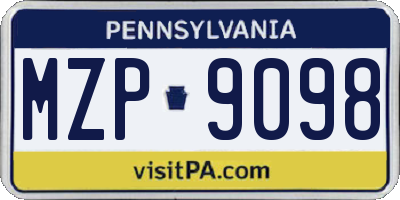 PA license plate MZP9098