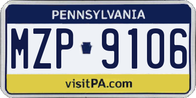 PA license plate MZP9106