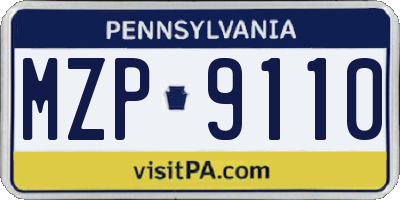 PA license plate MZP9110