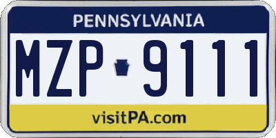 PA license plate MZP9111