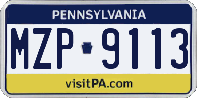 PA license plate MZP9113