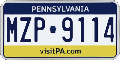 PA license plate MZP9114