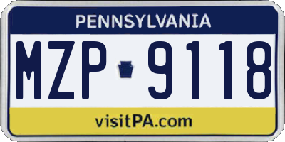 PA license plate MZP9118