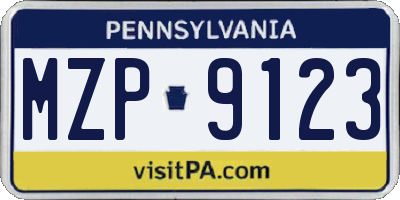 PA license plate MZP9123