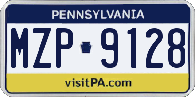 PA license plate MZP9128