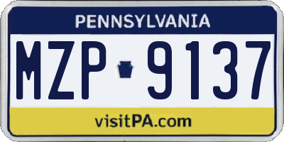 PA license plate MZP9137