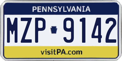 PA license plate MZP9142