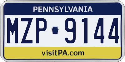 PA license plate MZP9144