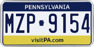 PA license plate MZP9154