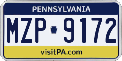 PA license plate MZP9172