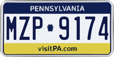 PA license plate MZP9174