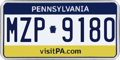 PA license plate MZP9180