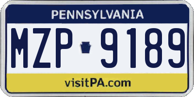 PA license plate MZP9189
