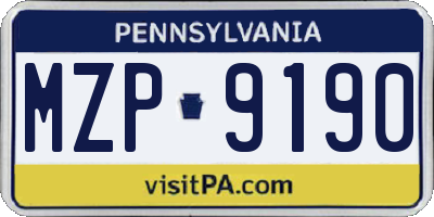 PA license plate MZP9190