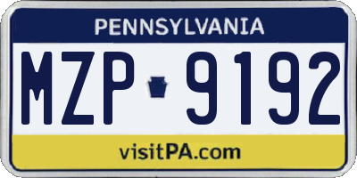 PA license plate MZP9192