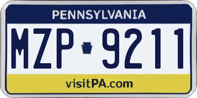 PA license plate MZP9211