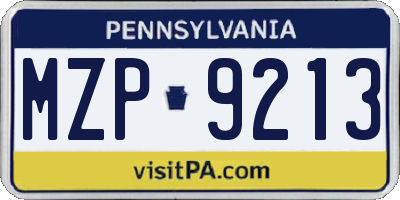 PA license plate MZP9213