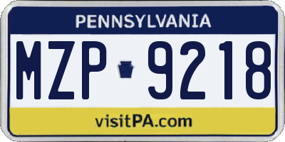 PA license plate MZP9218