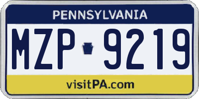 PA license plate MZP9219