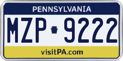 PA license plate MZP9222