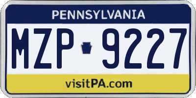 PA license plate MZP9227
