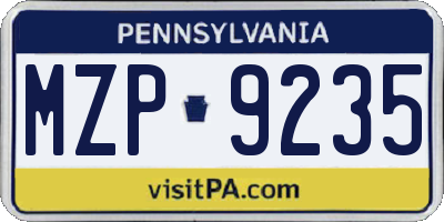 PA license plate MZP9235