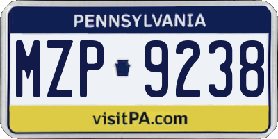 PA license plate MZP9238