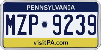 PA license plate MZP9239