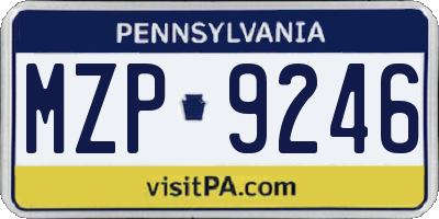PA license plate MZP9246