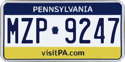 PA license plate MZP9247