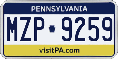 PA license plate MZP9259
