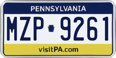 PA license plate MZP9261