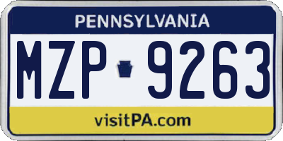 PA license plate MZP9263
