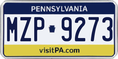 PA license plate MZP9273