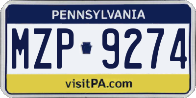PA license plate MZP9274