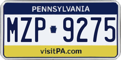 PA license plate MZP9275