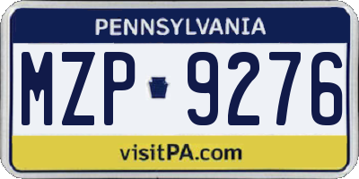 PA license plate MZP9276