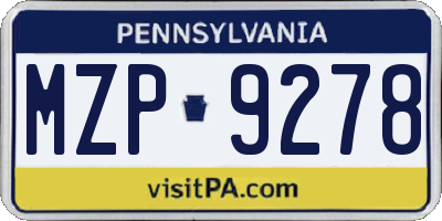 PA license plate MZP9278