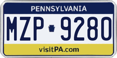 PA license plate MZP9280